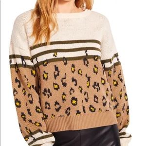 BB Dakota Leopard Stripe Knit Sweater NWT
